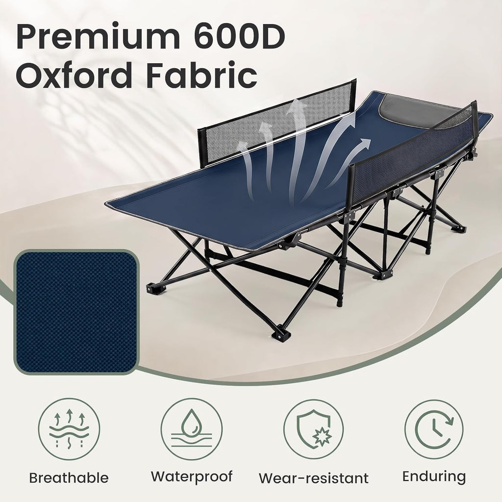 Goplus Foldable Kids Cot, Portable Sleeping Cot (Navy Blue)