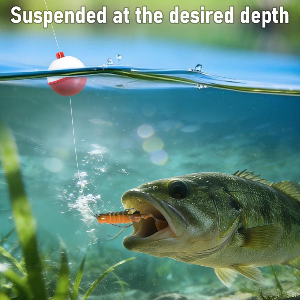 Dr.Fish 20 Pack Fishing Bobbers, Snap on Fishing Floats Hard ABS Spring Float Push Button Bobber for Trout Bass Crappie Freshwater