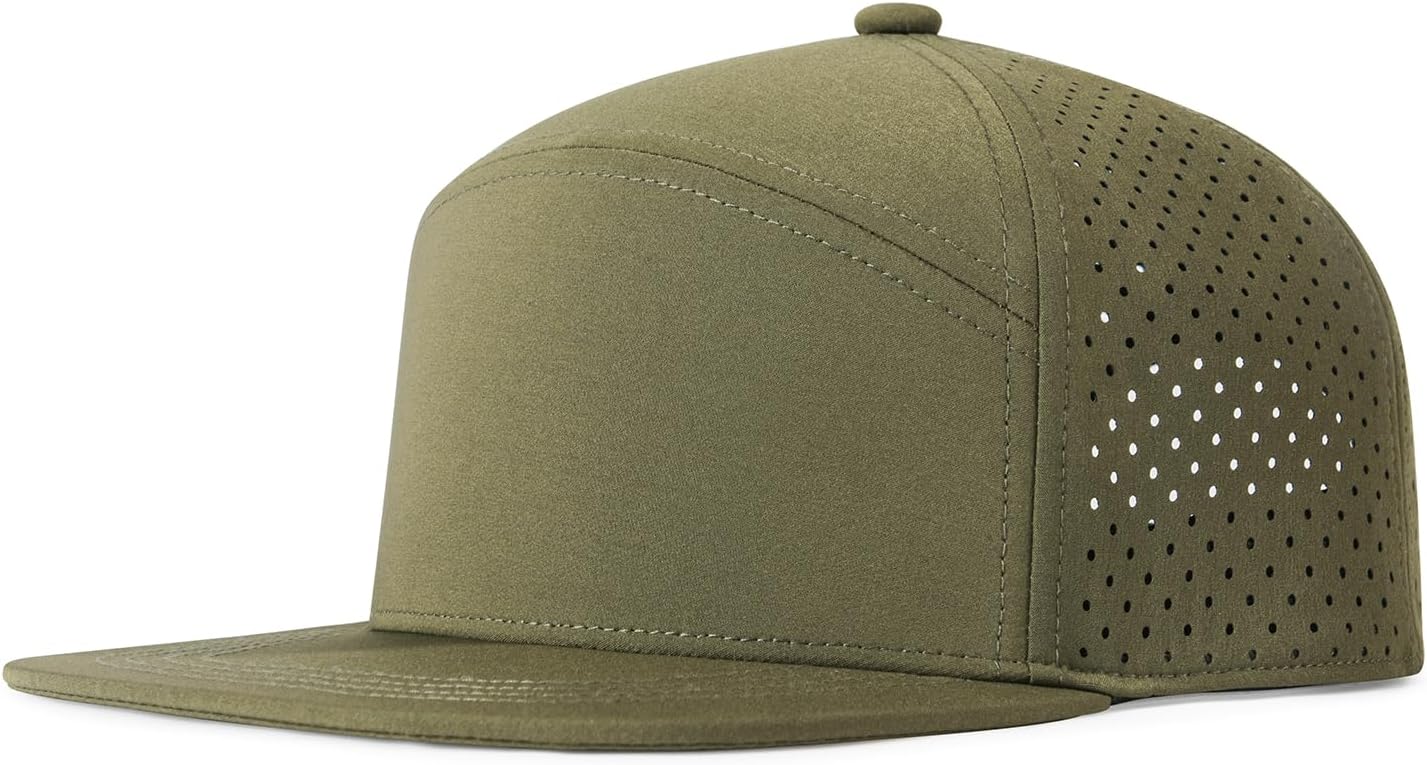 FEINION Men Laser Mesh Flat Brim Snapback Baseball Cap