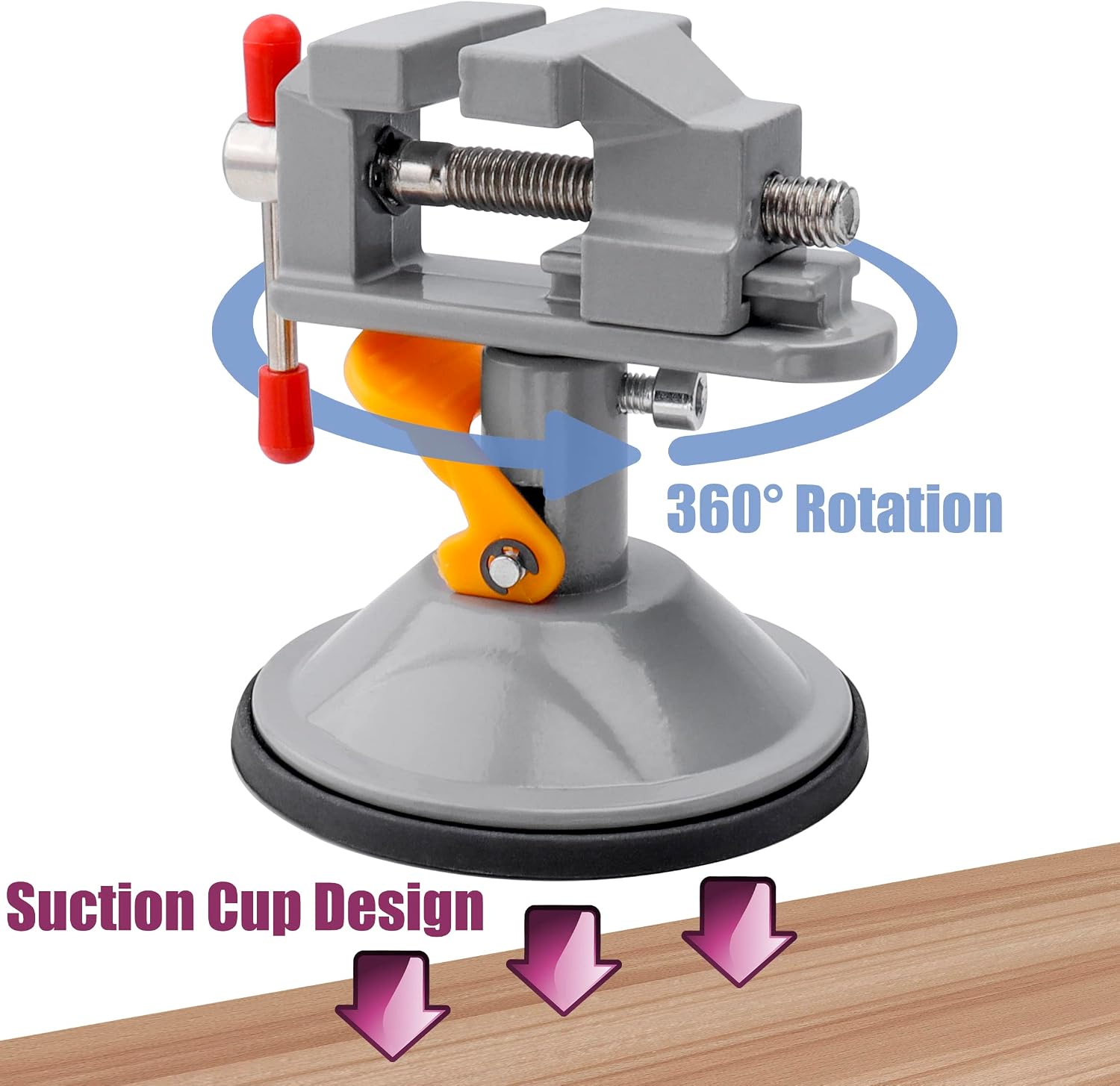 Yakamoz Mini Bench Vise, 360° Swivel Suction Base, Portable Workbench Clamp