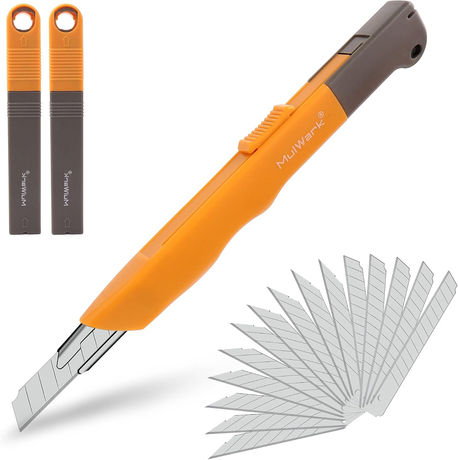 MulWark 100PC 9MM Snap Off 30 Degree Utility Knife Replacement Blades, Multi-Purpose Sharp Precision Box Cutter Blade for Universal Retractable Cutting Knives