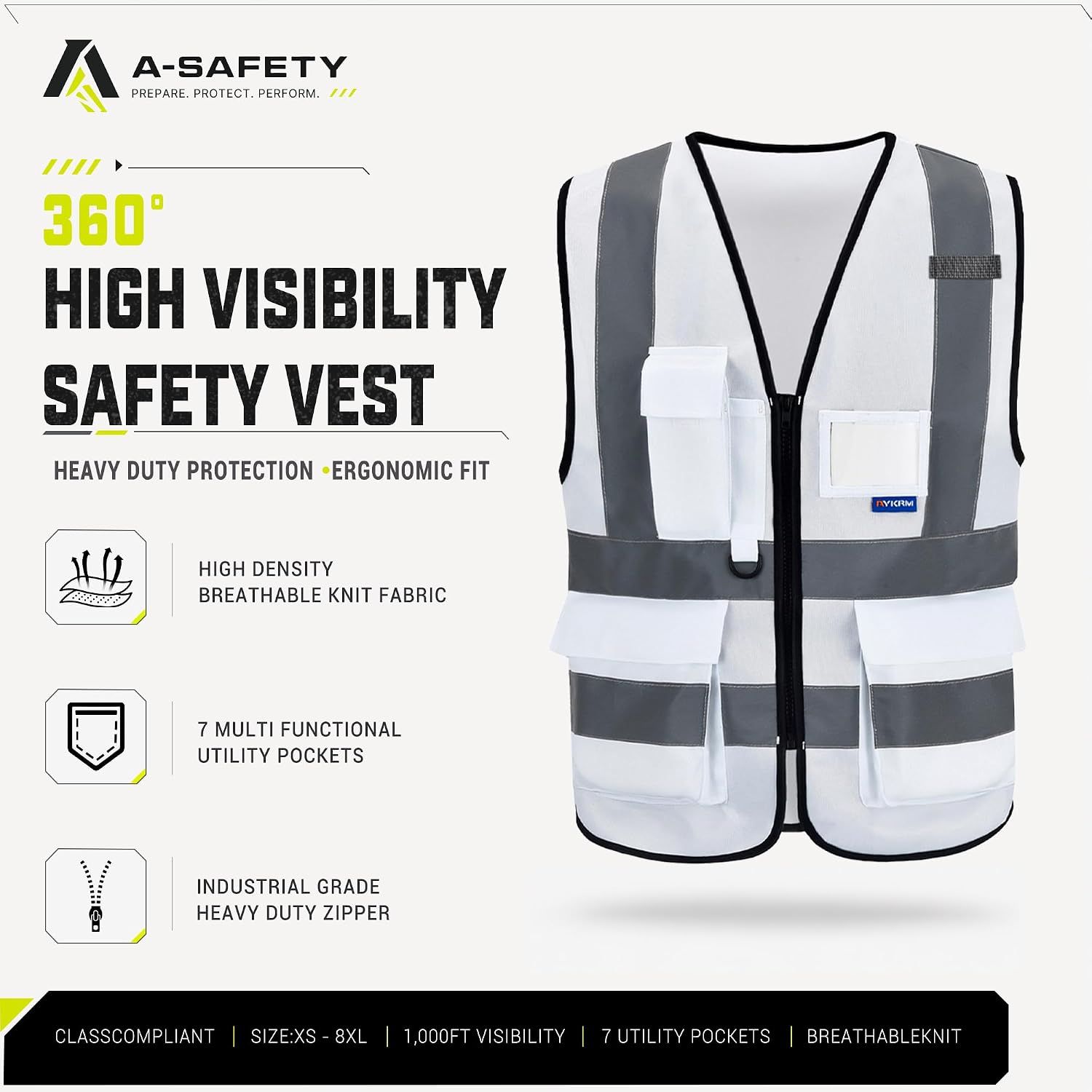A-SAFETY High Visibility Reflective Safety Vest Customize Logo (XS-8XL)