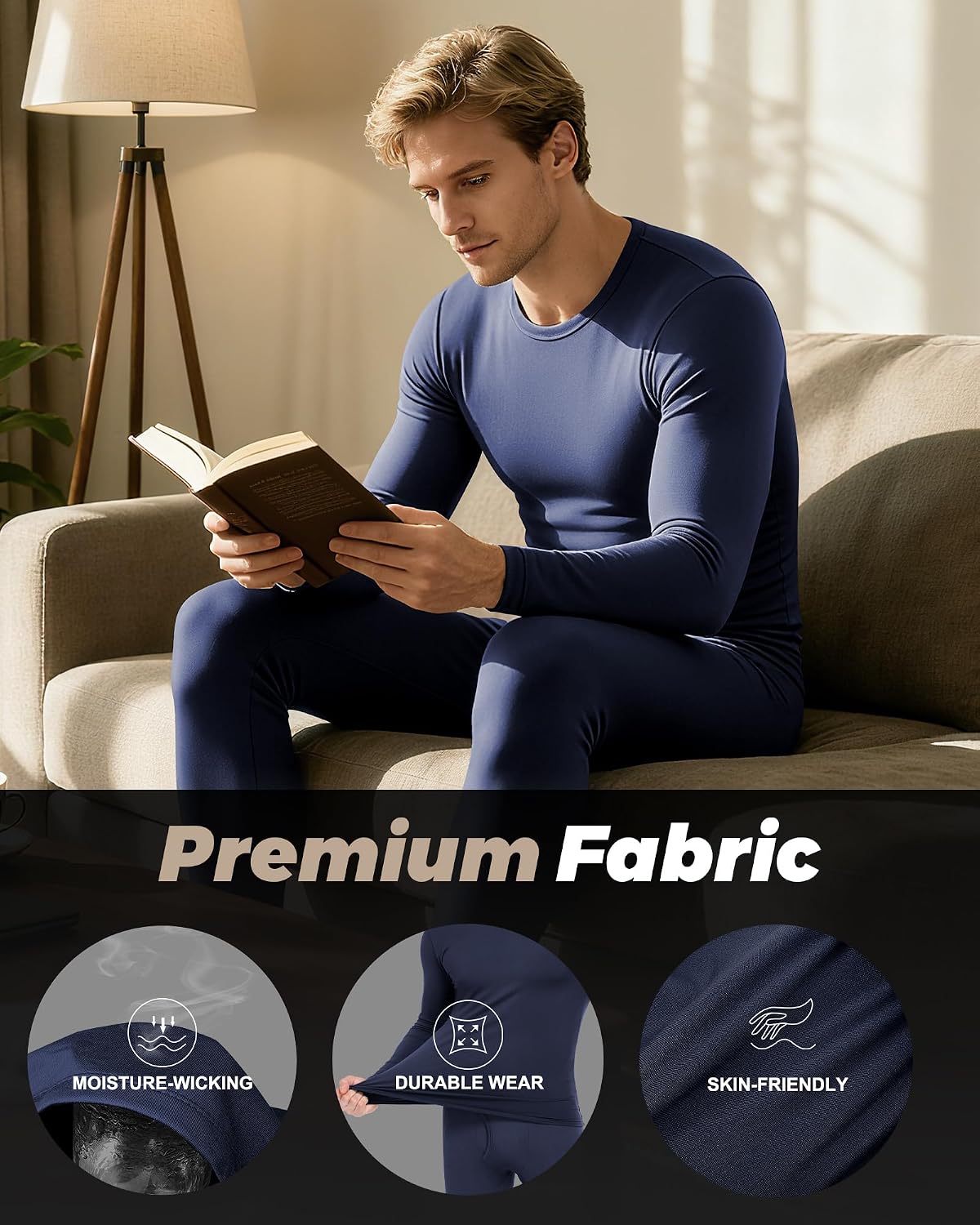 Thermal Underwear for Men Long Johns Set Fleece Lined Winter Cold Weather