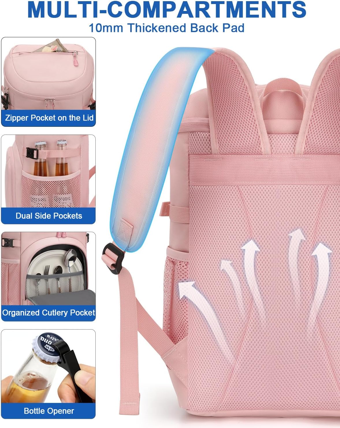 Pritent Backpack Cooler Insulated Cooler Backpack Beach Cooler Bag