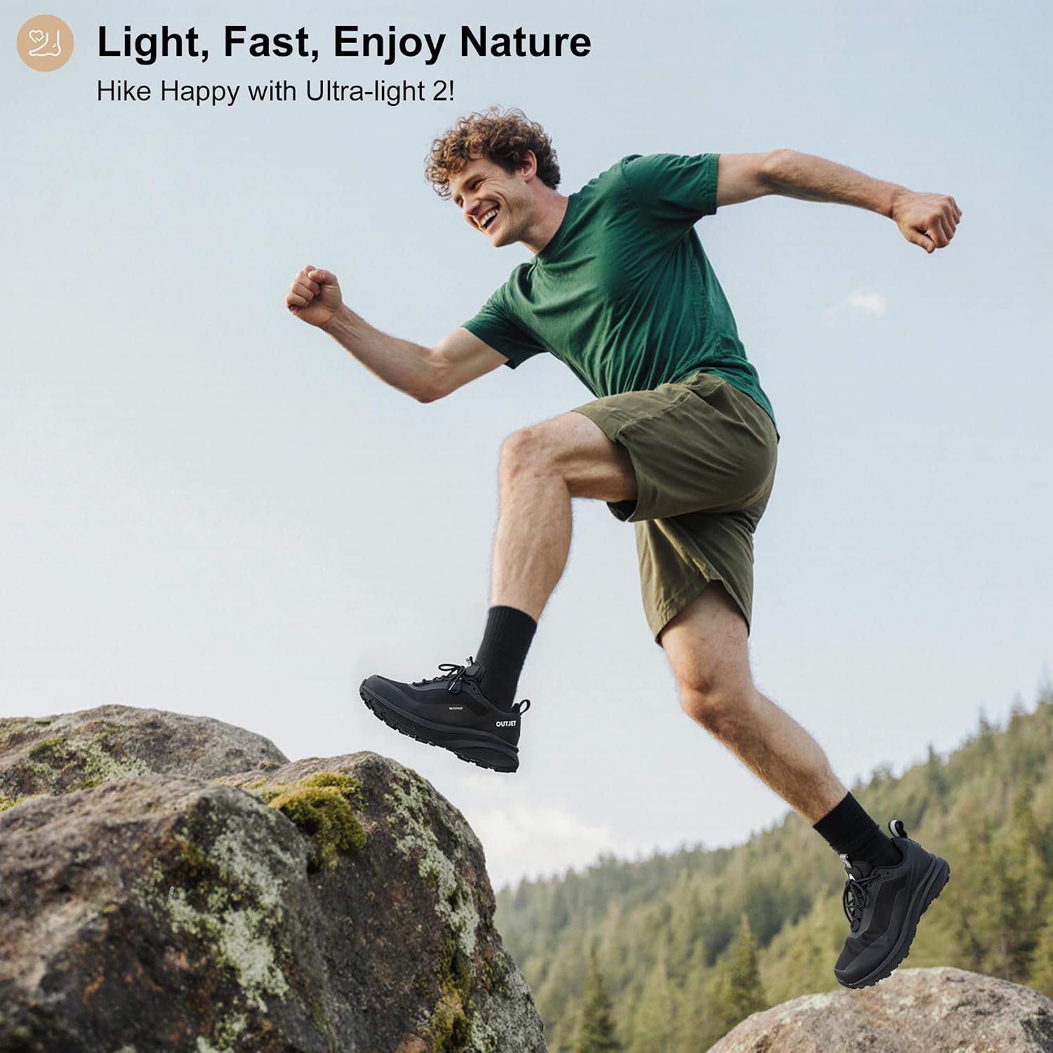 Men's Waterproof Hiking Shoes Lightweight Breathable Anti Slip Outdoor Shoes