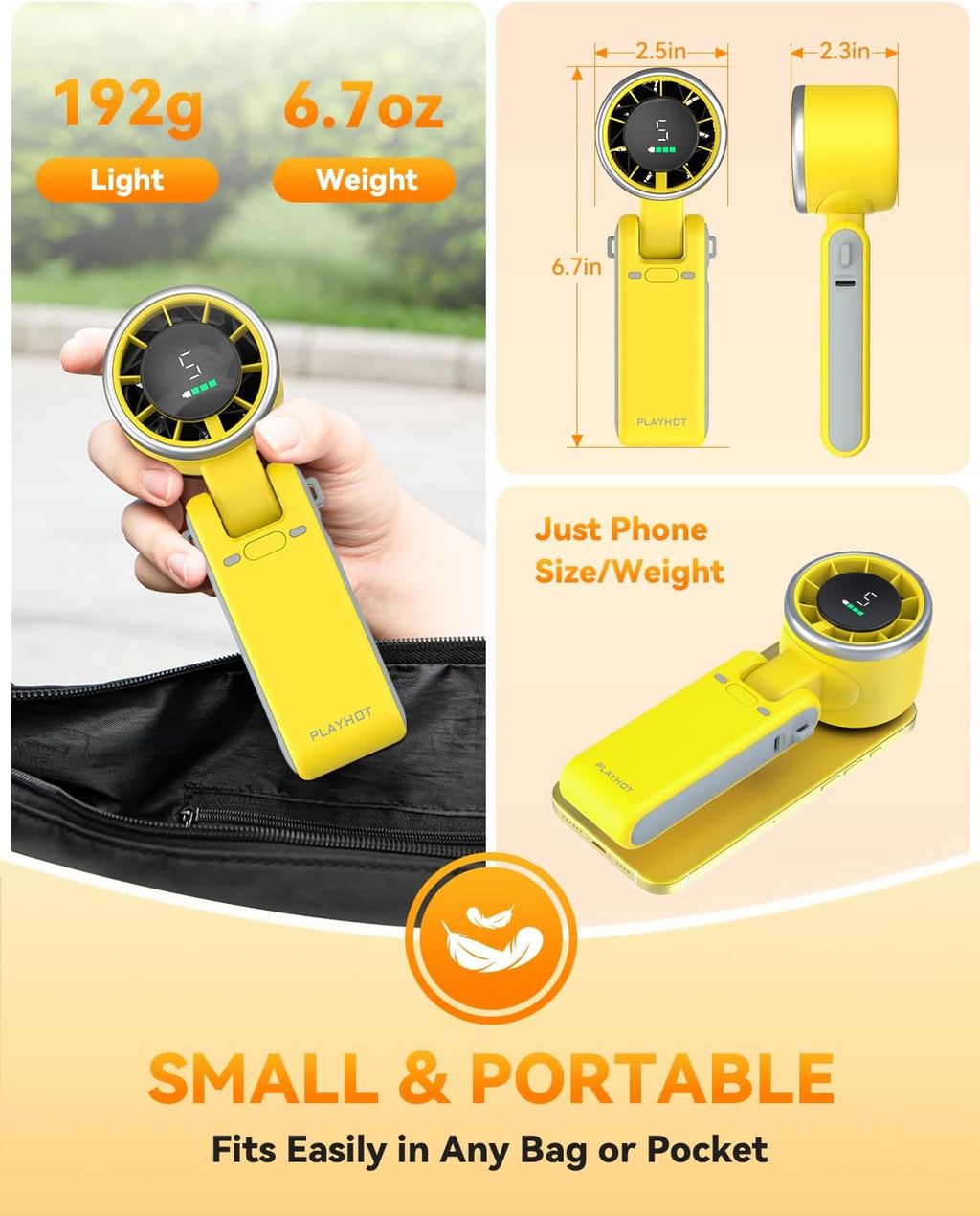PlayHot Portable Handheld Turbo Fan, Travel Essentials, Gifts for Women/Men