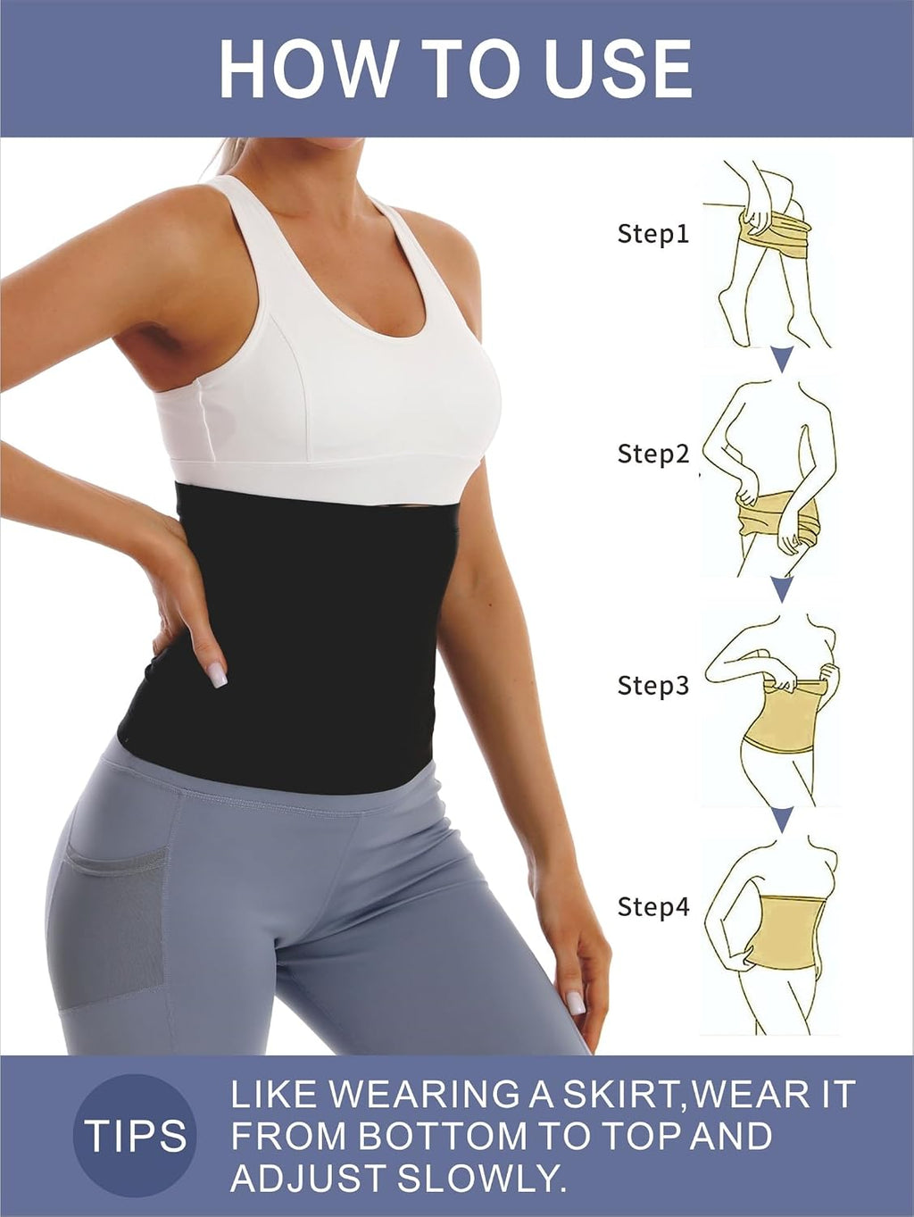 Sauna Suit Waist Trainer Band for Women Girls, Adjustable Waist Cincher Slimming Waist Trimmer for Lower Belly Fat