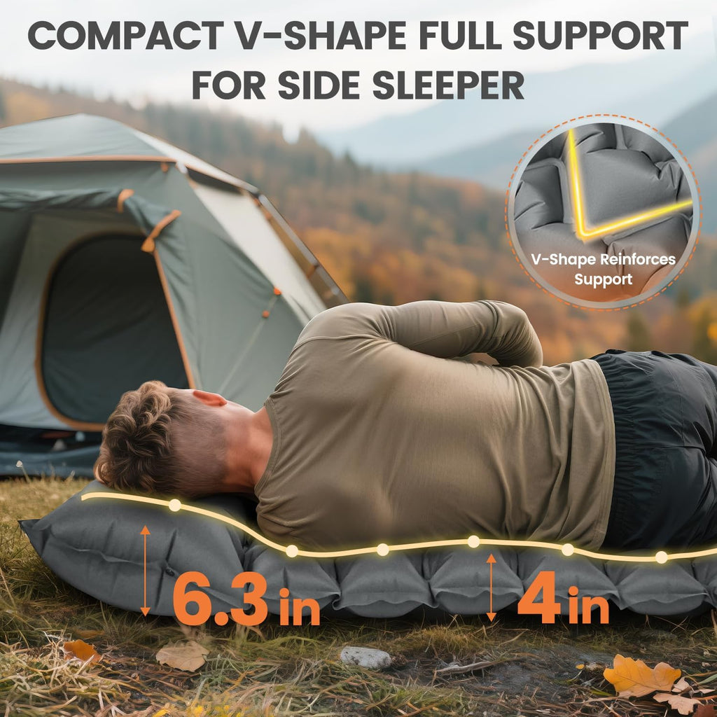 4 Inch 1.9 lb Backpacking Sleeping Pad with Fast Foot Pump