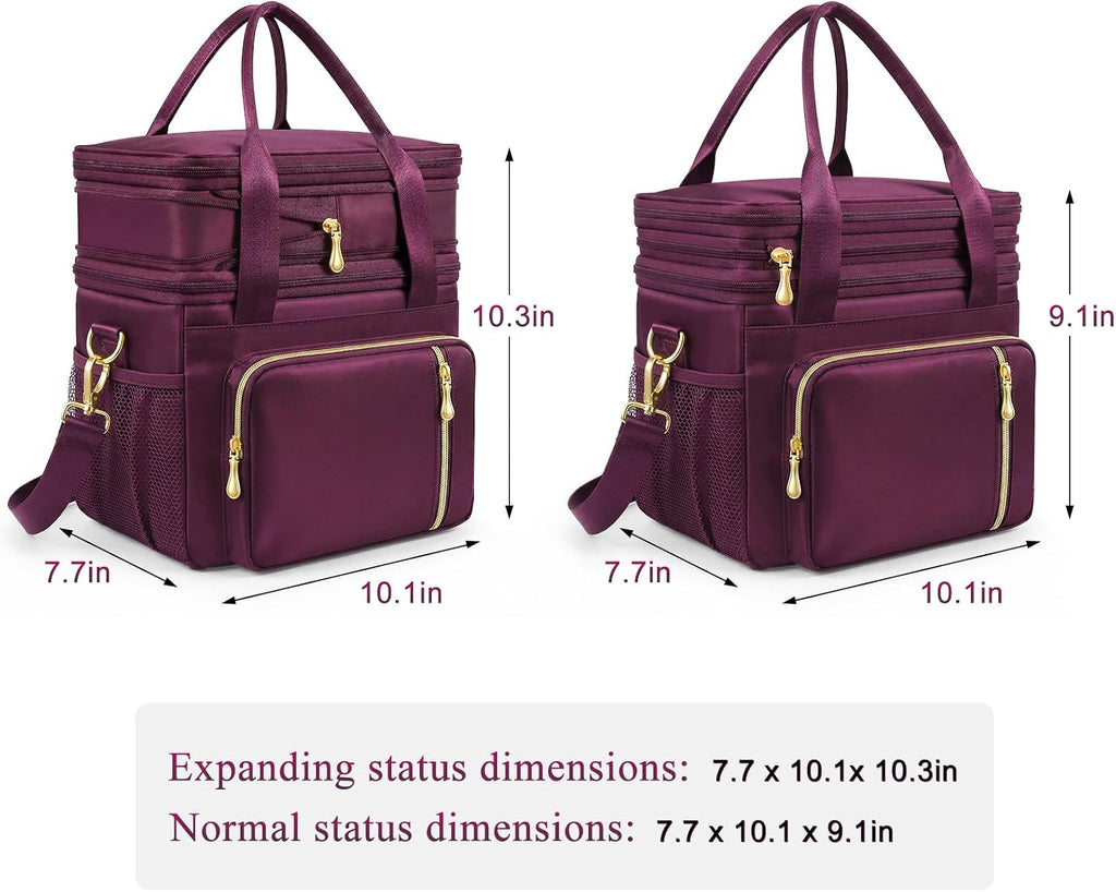 MIYCOO Lunch Bag for Women & Men, Expandable Double Deck Lunch Box, 15L