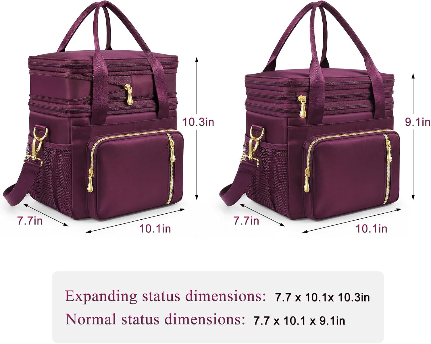 MIYCOO Lunch Bag for Women & Men, Expandable Double Deck Lunch Box, 15L