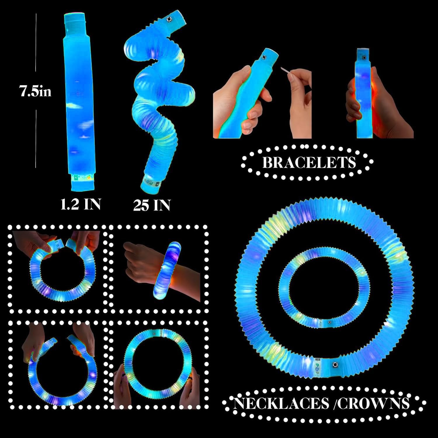 Blue 12 Pack Light Up Party Favors Supplies,Bulk Glow Sticks Bracelet,Necklace Accessories for Kids,Birthday Return Gifts Treats,Easter Basket Goodie Bag Stuffer Fillers for Boys Girls