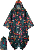 PTEROMY Hooded Rain Poncho for Adults, Reusable Waterproof Raincoat
