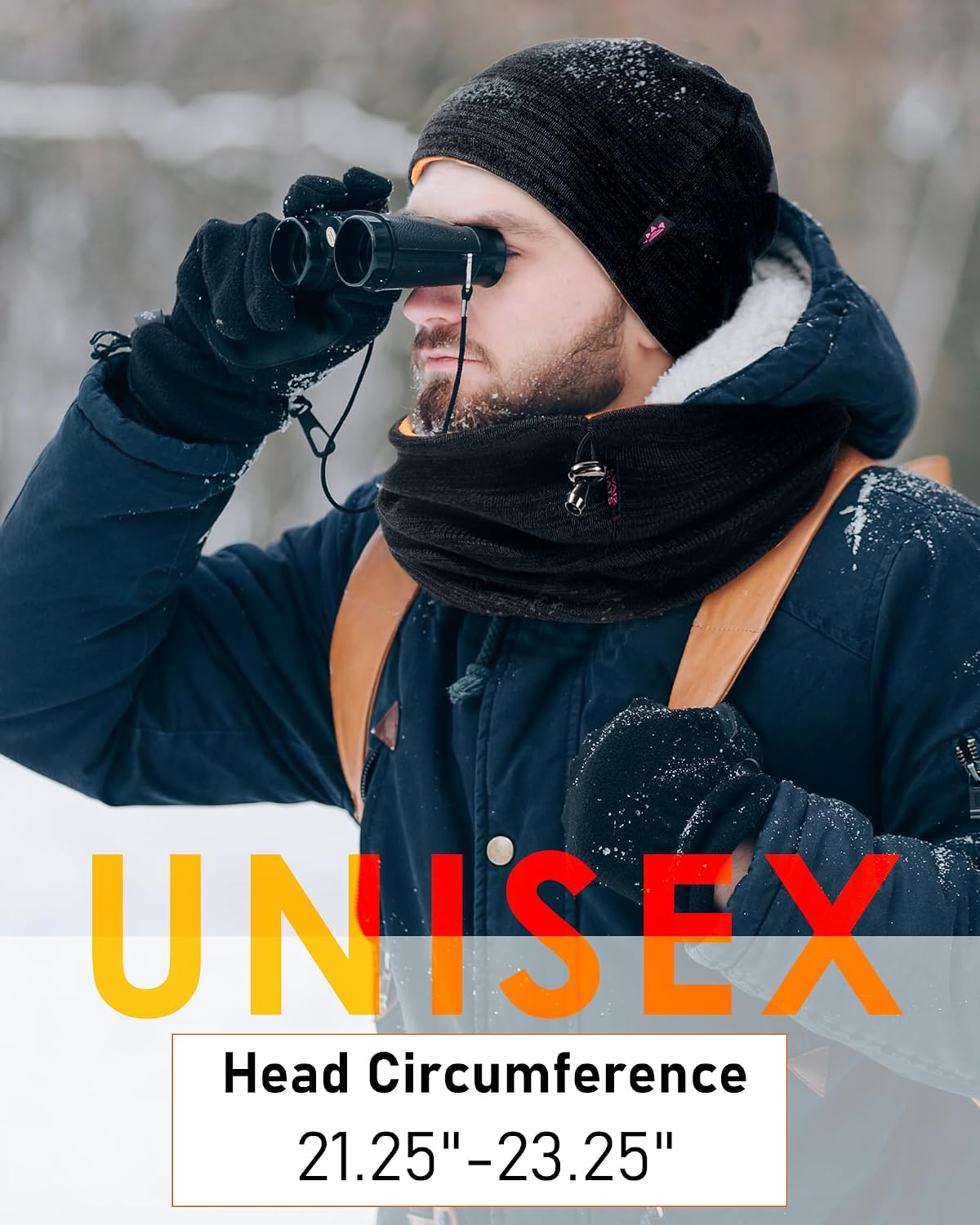 Winter Beanie Hat Scarf Set for Men Women Fleece Lined Warm Windproof Ski