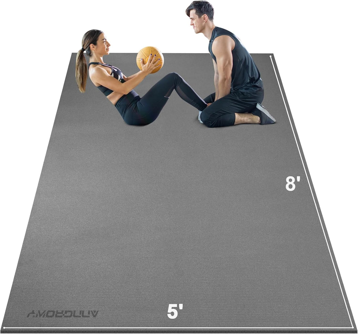 Large Exercise Mat 8'x5'|12'x6'|10'x6'|6'x4'|6'x2' Workout Mat for Home Gym Mats Exercise Heavy Duty Gym Flooring Fitness Mat Large Yoga Mat Cardio Mat for Weightlifting, Jump Rope, MMA, Shoe-Friendly