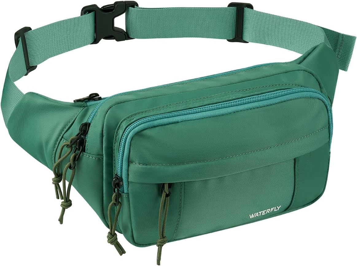 WATERFLY Fanny Pack Waist Bag: 2.5L Large 5 Zipper Pockets for Women Men