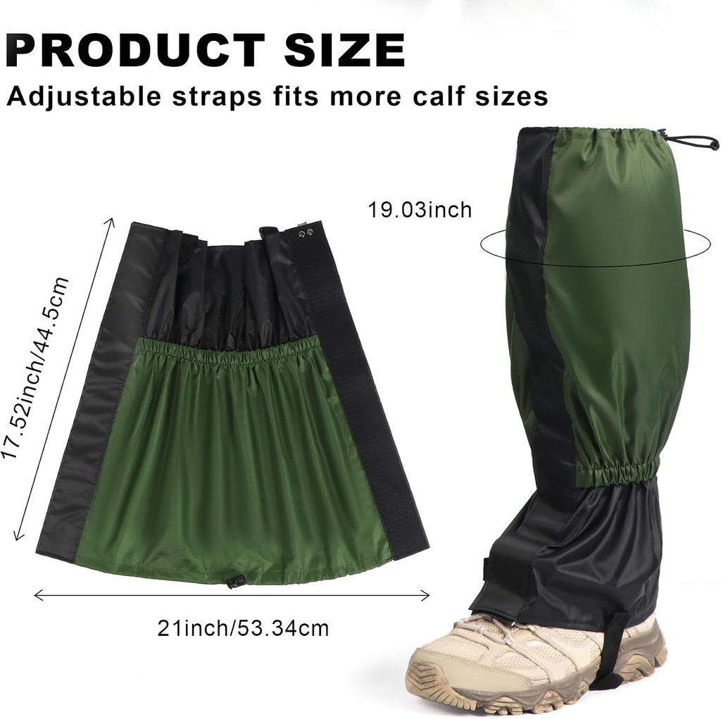 2 PCS Garden Trimming Leg Chaps, Waterproof Lawn Care Leg Gaiters, Adjustable Leg Gaiters, Weed Eating Leg Protectors for Women Men, Leg Guards for Garden Farm Working Hiking Climbing Hunting (Green)
