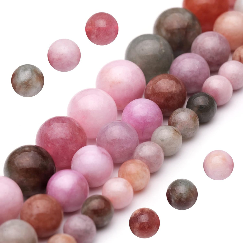 Youngbling Natural Gemstone Beads for Jewelry Making,10mm Rainbow Stone Jade Polished Round Smooth Stone,Genuine Real Stone Beads for Bracelet Necklace 15 Inch