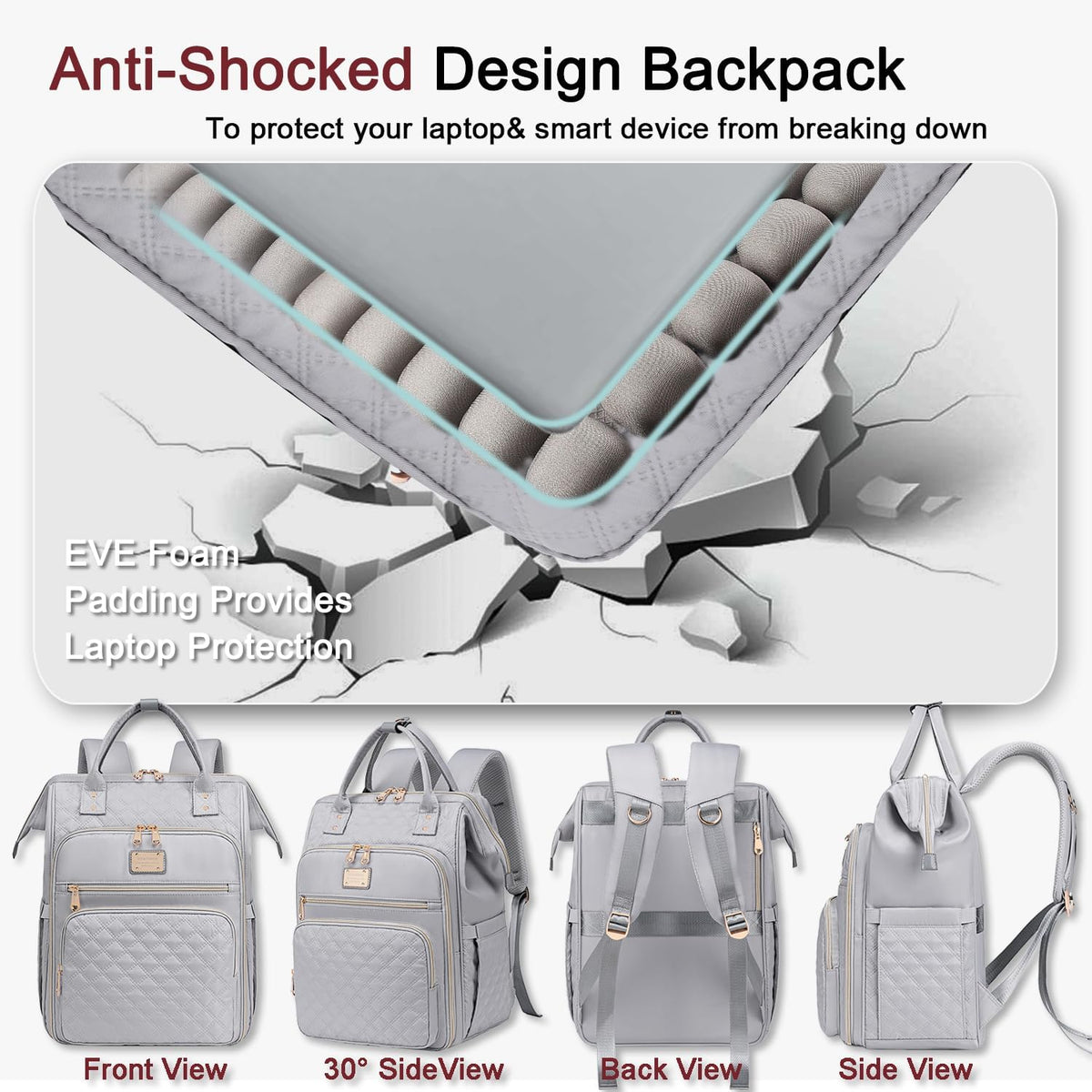 Weitars Lunch Backpack for Women,15.6 Inch Laptop Backpacks with Lunch Box