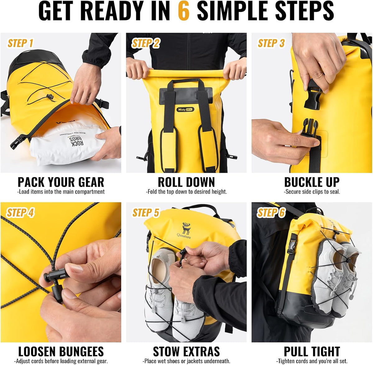 Dry Bag Waterproof Backpack 20L for Man & Woman, Roll Top Backpack