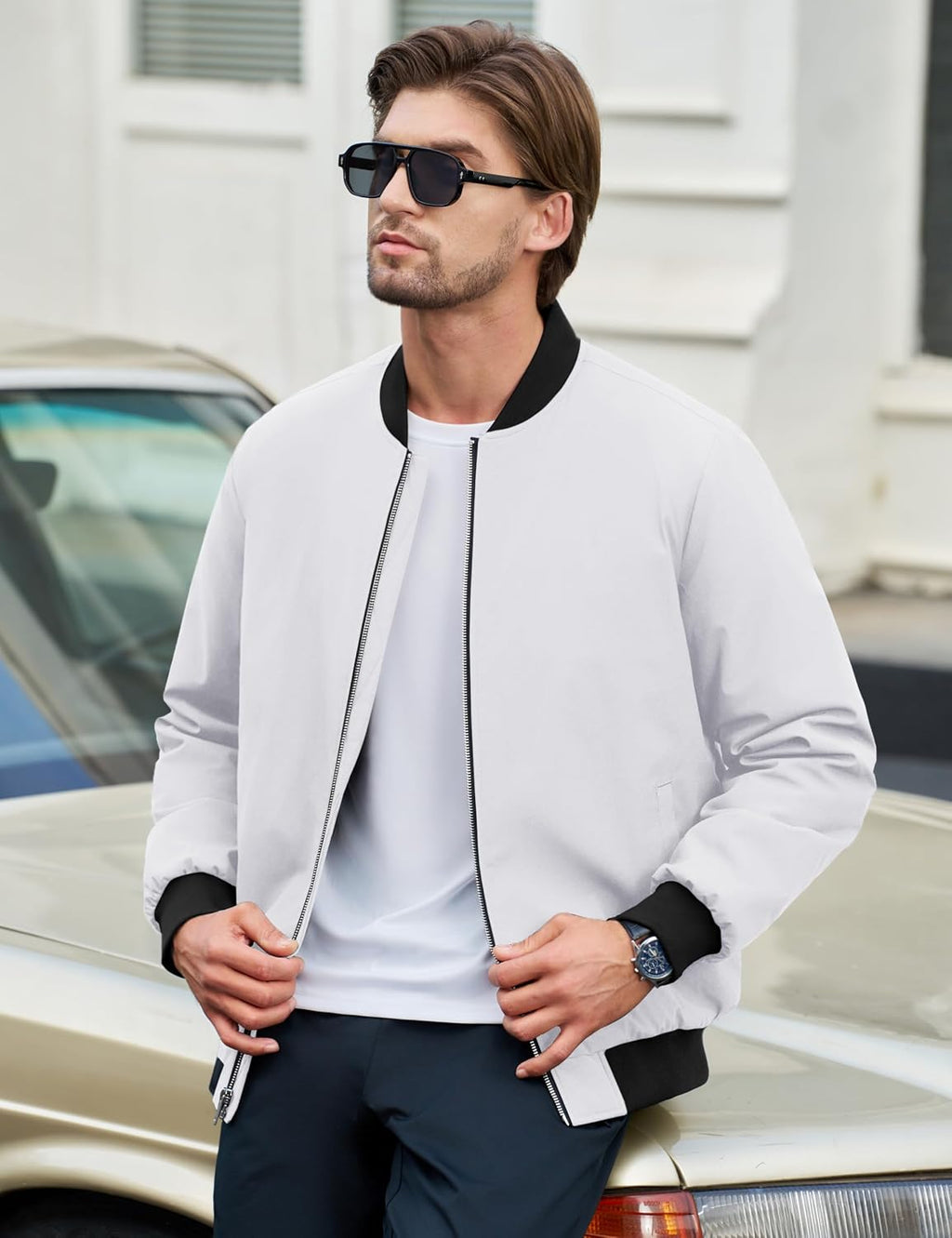 Cotrasen Men's Bomber Jacket Fall Winter Windbreaker Warm Quilted Coats