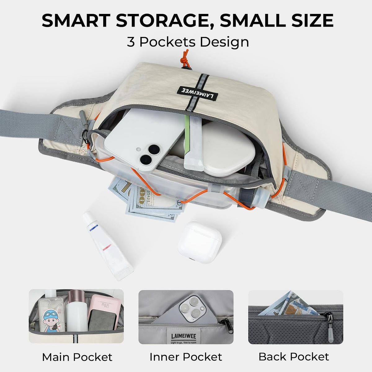 2L Fanny Pack for Women Men, Anti‑theft Waist Bag with RFID Blocking