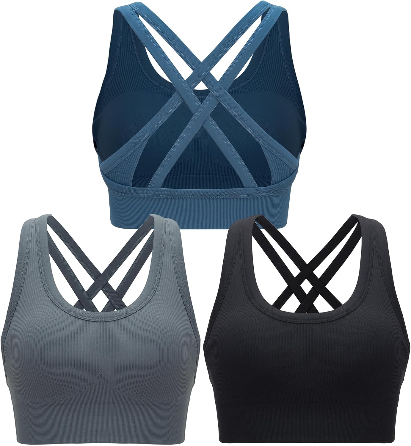 RUNNING GIRL Sports Bra for Women High Support, Criss-Cross Back Padded Strappy Sports Bras Yoga Bra with Removable Cups