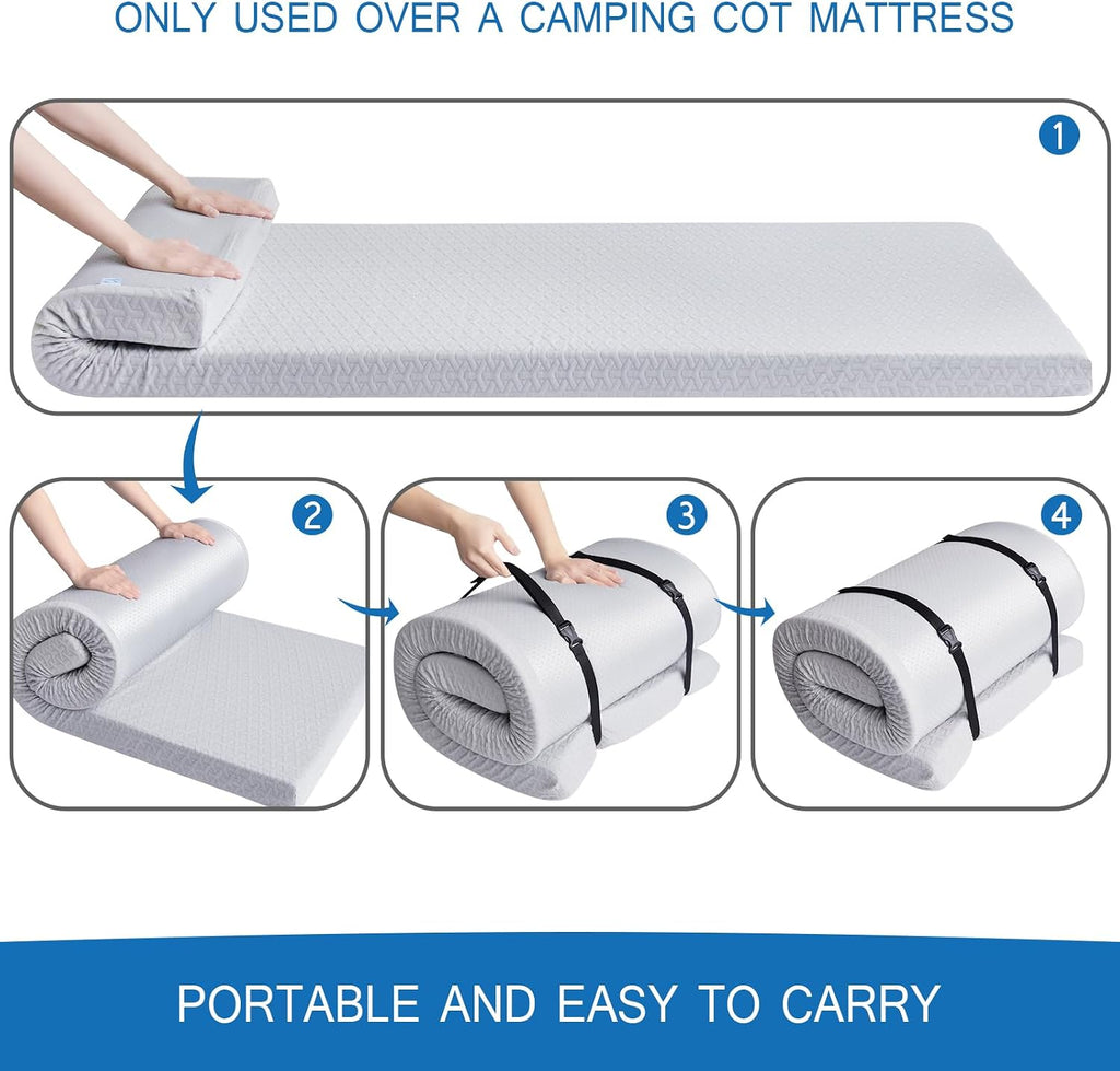 Memory Foam Camping Pad 3 Inch Thick, Soft Sleeping Pad, Pad Only