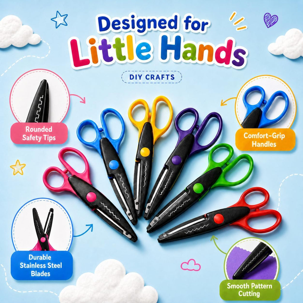 Craft Scissors Set, Pattern Cutters for Scrapbooking, Paper Crafts