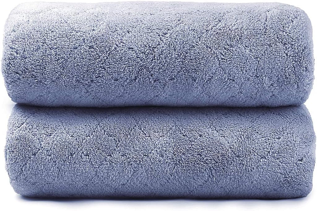 JML Microfiber Bath Towels with Hanging Loop, 2 Pack, 27x55 in, Blue