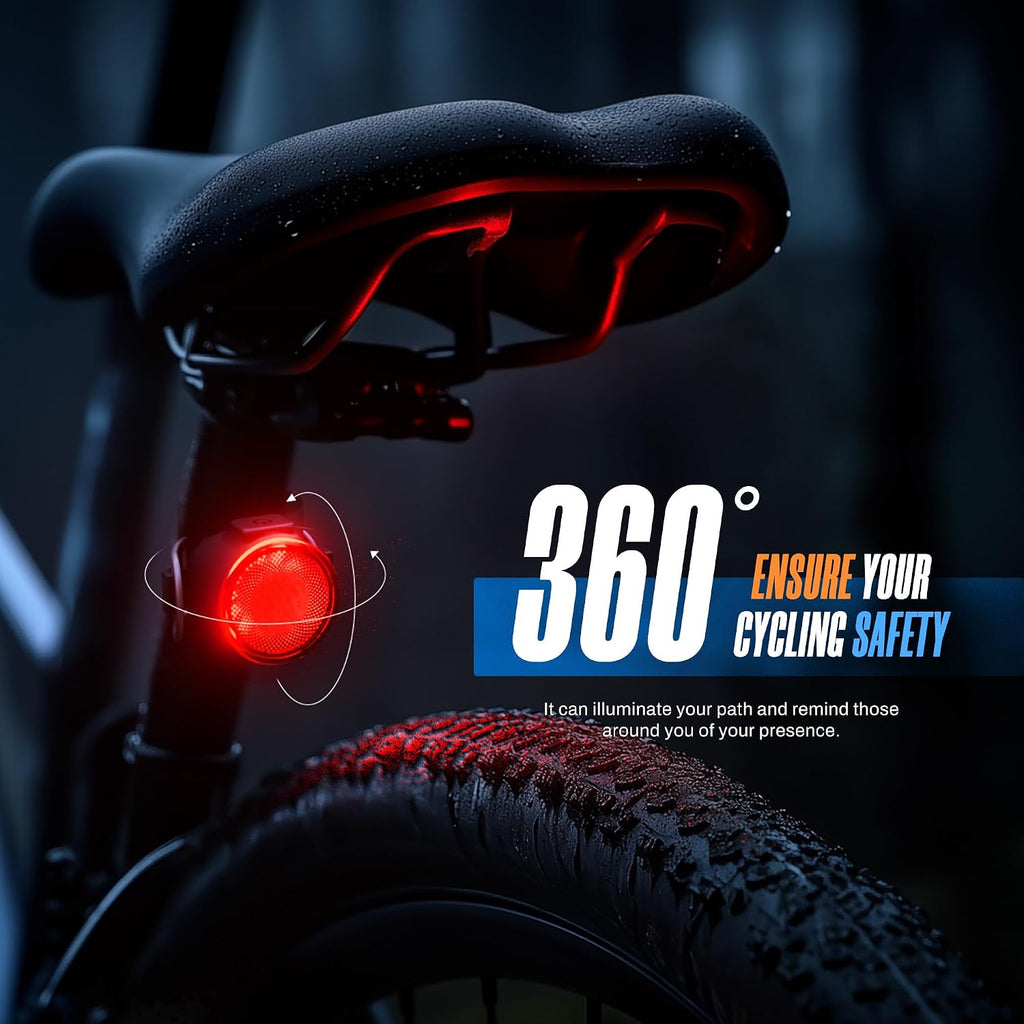 Bike Lights Set 1500LM USB Rechargeable Bicycle Headlight & Tail Light Waterproof 5 Lighting Modes Fits Bicycles for Road and Mountain