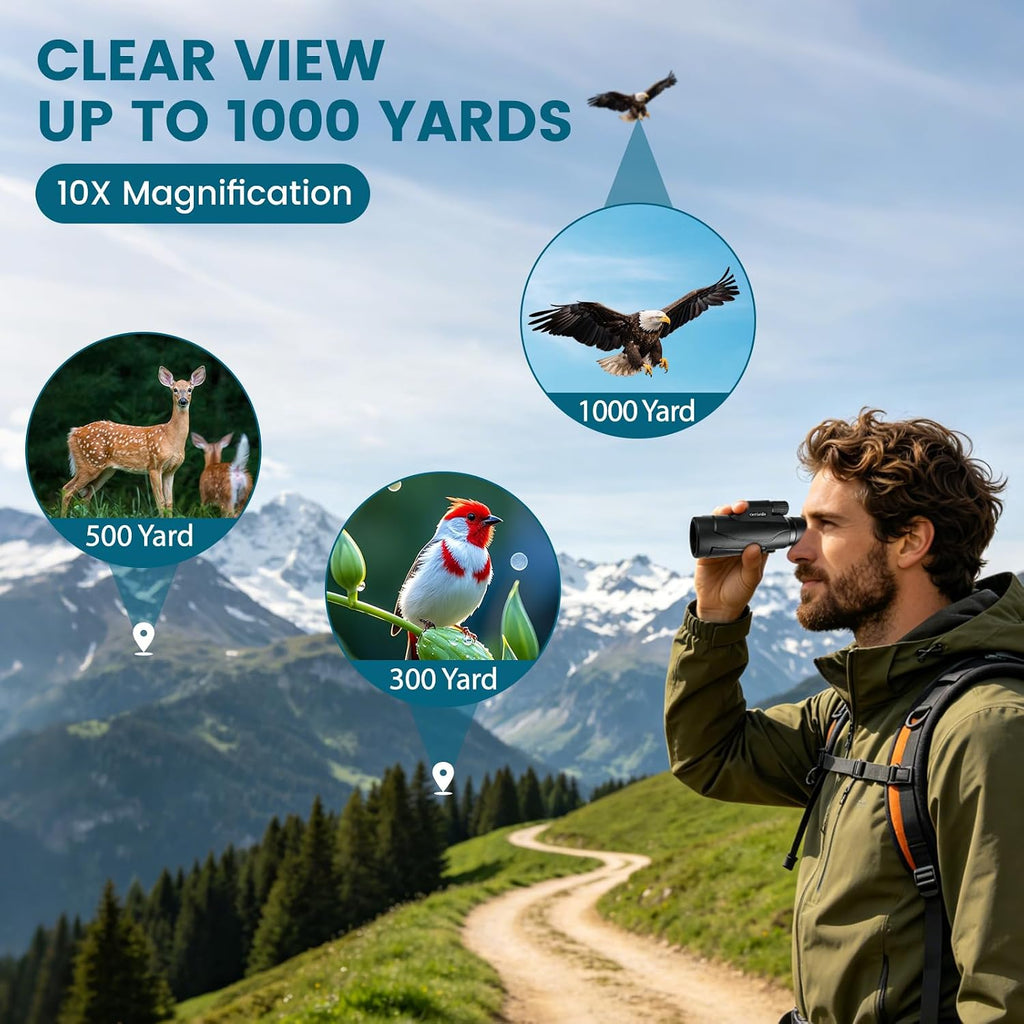 HD 10x42 Monocular Telescope for Adult - Tripod & Phone Adapter