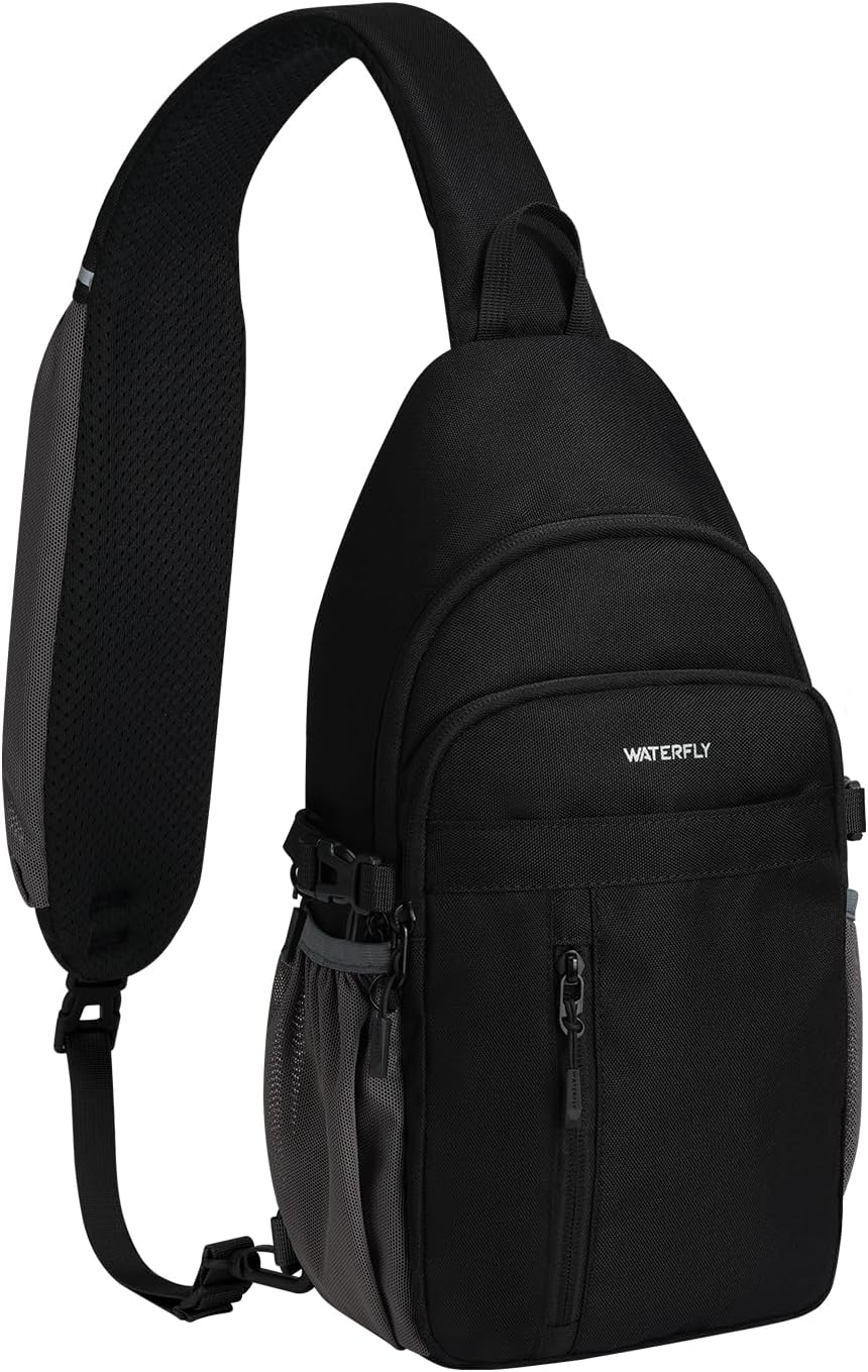 WATERFLY Small Crossbody Sling Bag: RFID Travel Hiking Daypack Man Woman
