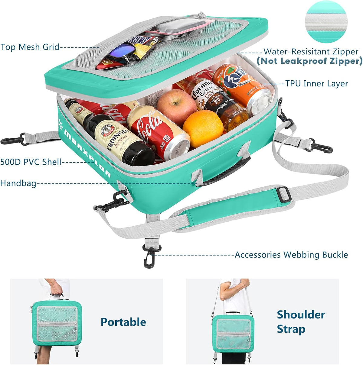 MORXPLOR Waterproof PVC Paddleboard Cooler Deck Bag - 12 Can Soft Insulated Cooler for Paddleboarding, Camping, Kayaking