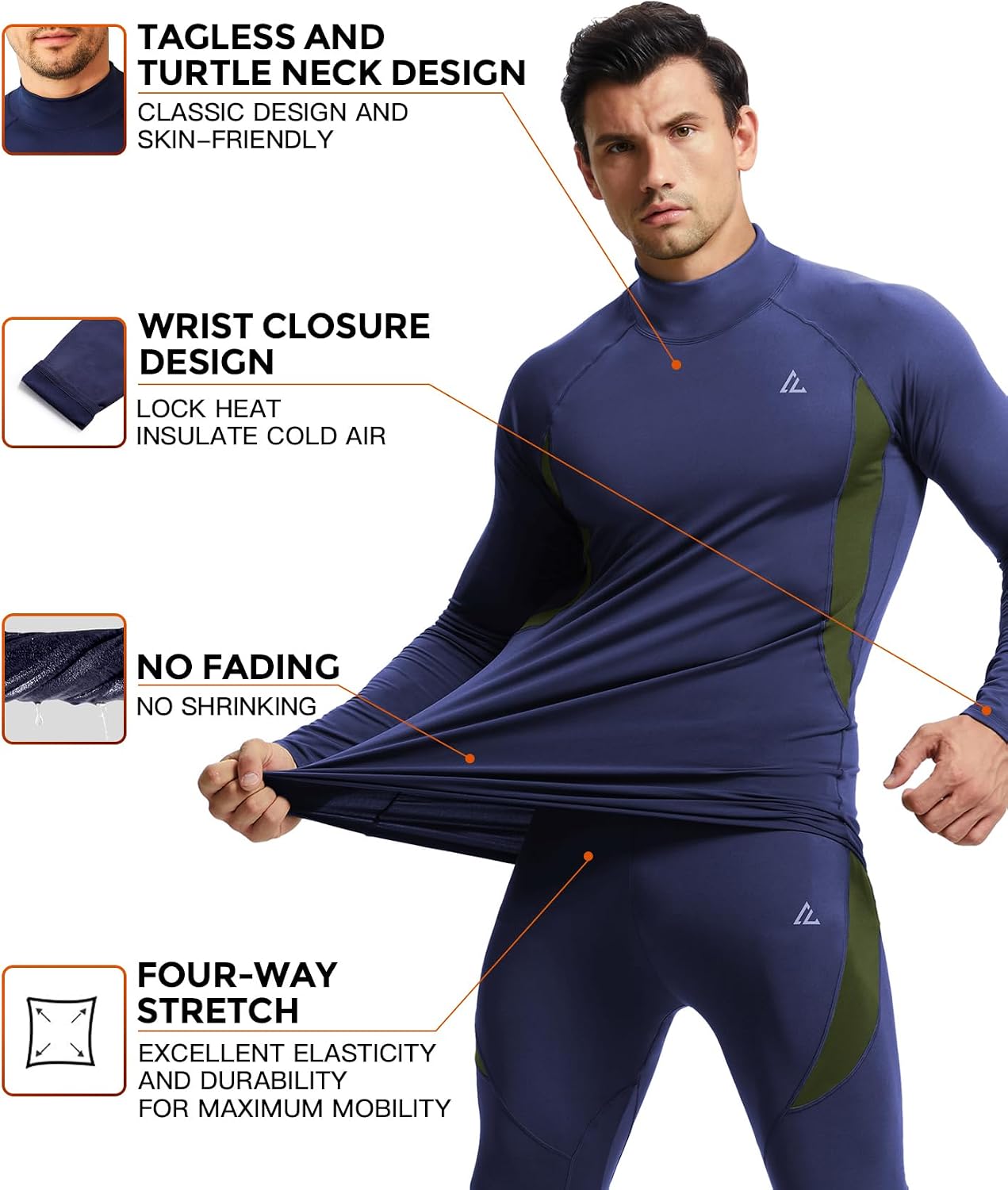 Mens Thermal Underwear Long Johns Set Cold Weather Hunting Base Layer