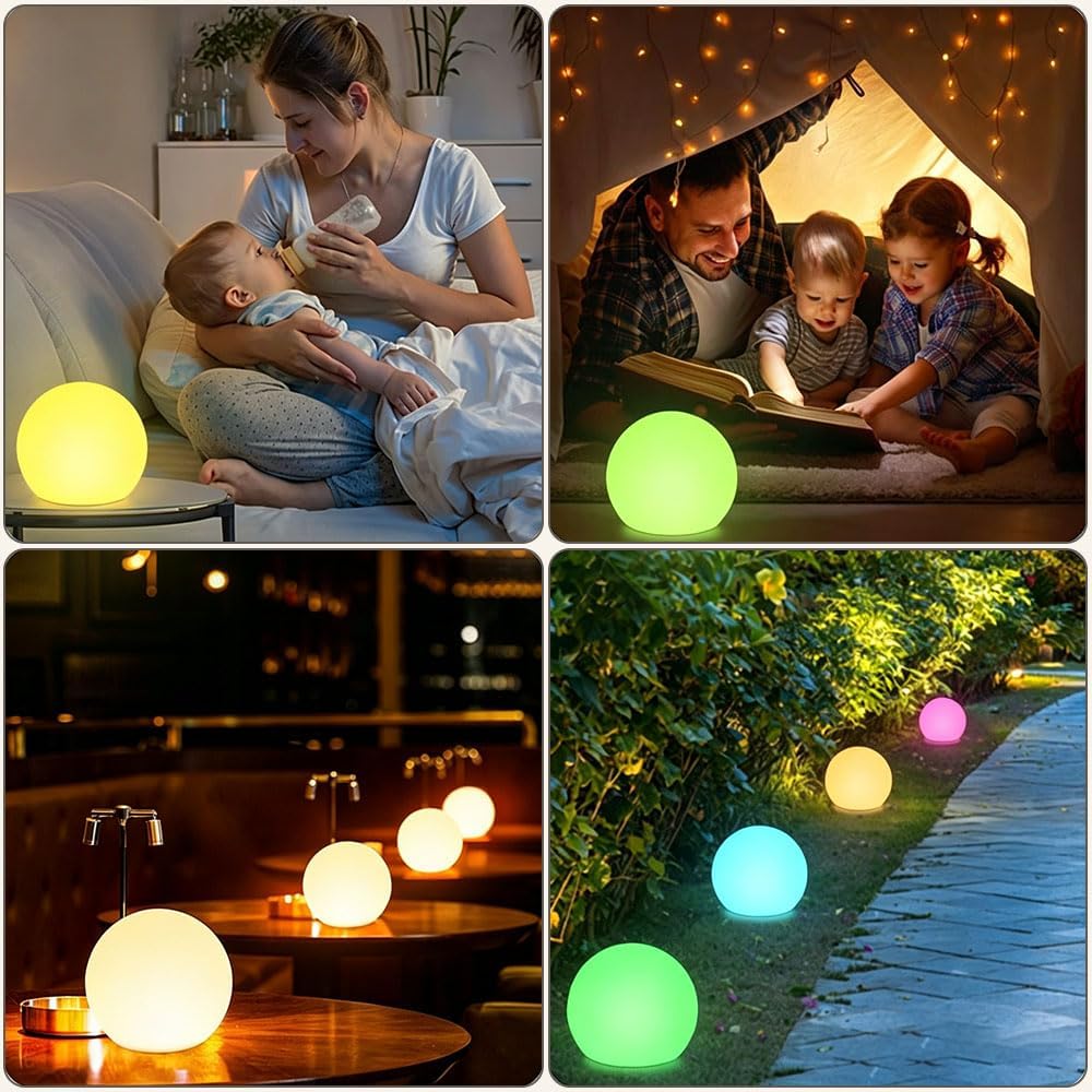 8-in LED Glowing Ball Light, Dimmable LED Globe Orb Light Mood Lamp for Kid