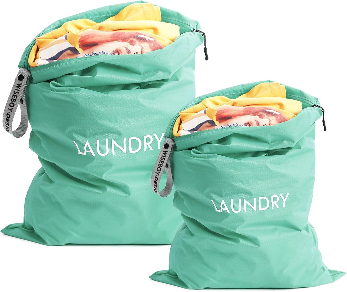 WiseBoy 2-Pack Travel Laundry Bags, Washable Wet Dry Bags for Gym