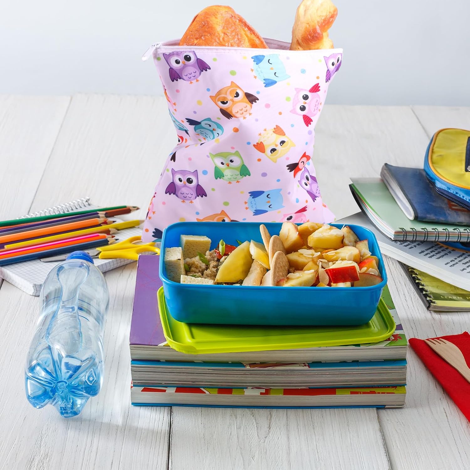 Paterr 4 Pcs Reusable Snack Bags for Kids, Washable Sandwich Bags,Starfish
