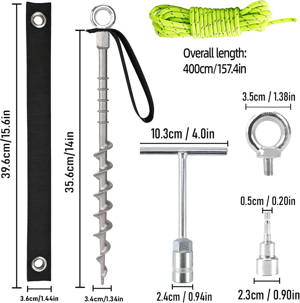 Ground Anchors 14" Screw in Tent Stakes for Camping Tents 12 Pcs