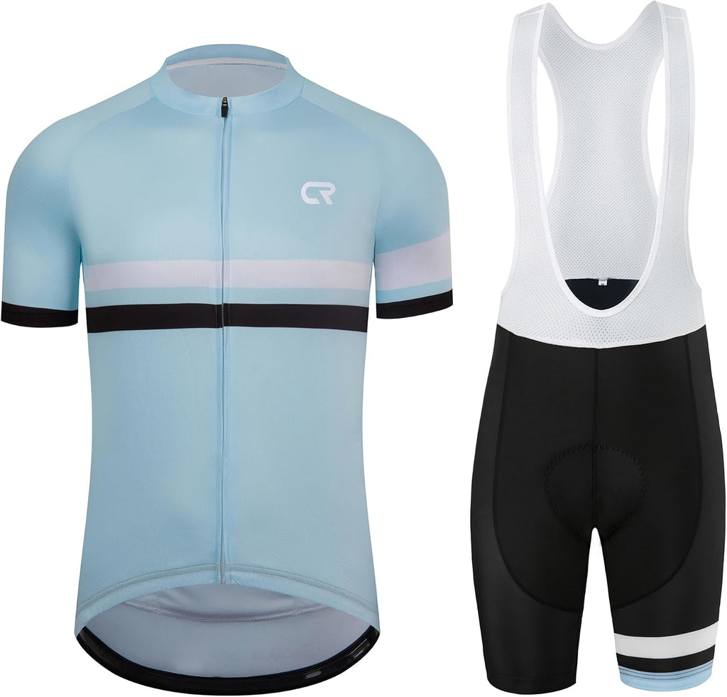 Coconut Ropamo CR Men's Cycling Jersey Set Road Bike Jersey Zipper Pocket Short Sleeves Cycling Kits Bib Shorts 3D Padded