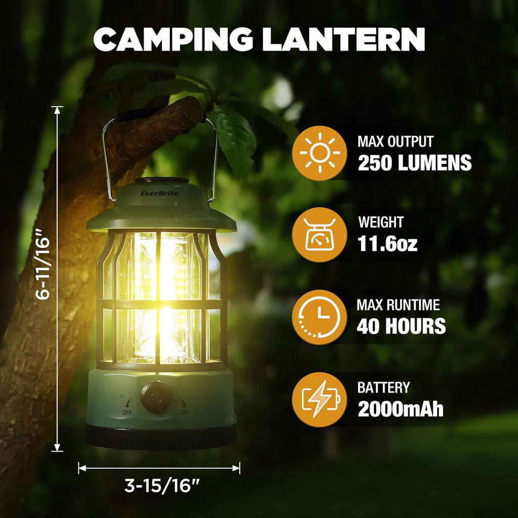 EverBrite Rechargeable LED Camping Lantern with Stepless Dimming