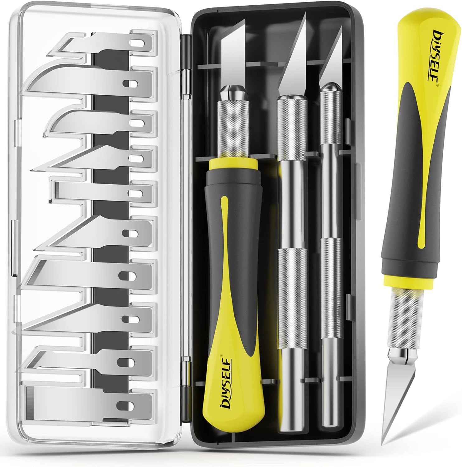 DIYSELF 16-Piece Exacto Knife Set, Craft Knife & Hobby Knife Kit, Precision Knife with Magnetic Storage Case, Exacto Knife for Crafting, Paper, Foam, Vinyl, Models, 3D Printing, Junk Journal Supplies