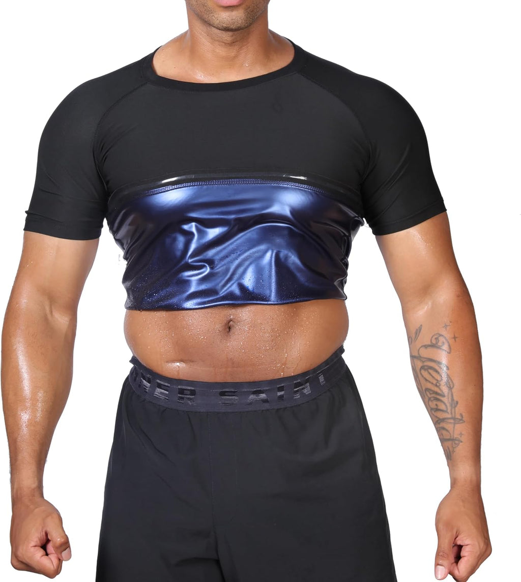 REMEBSWEAT Sauna Sweat Suits Shirt for Men Sweat Suit Compression T-Shirt Workout Sports Shapewear Gym Exercise Jacket