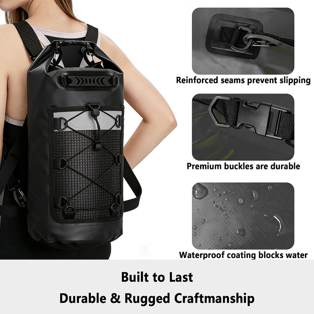 SHENDU 20L Roll-Top Waterproof Dry Bag Backpack for Kayaking Hiking (Black)