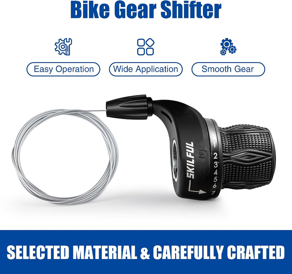 MEGHNA Bicycle Twist Shifter 7 - Speed Grip Shift Mountain Bike 3 x 7 Shifters Gear Grip Shift Set for Kids Bike City Bike etc (Pair) (Black - 3 x 7 Speed no Grips)