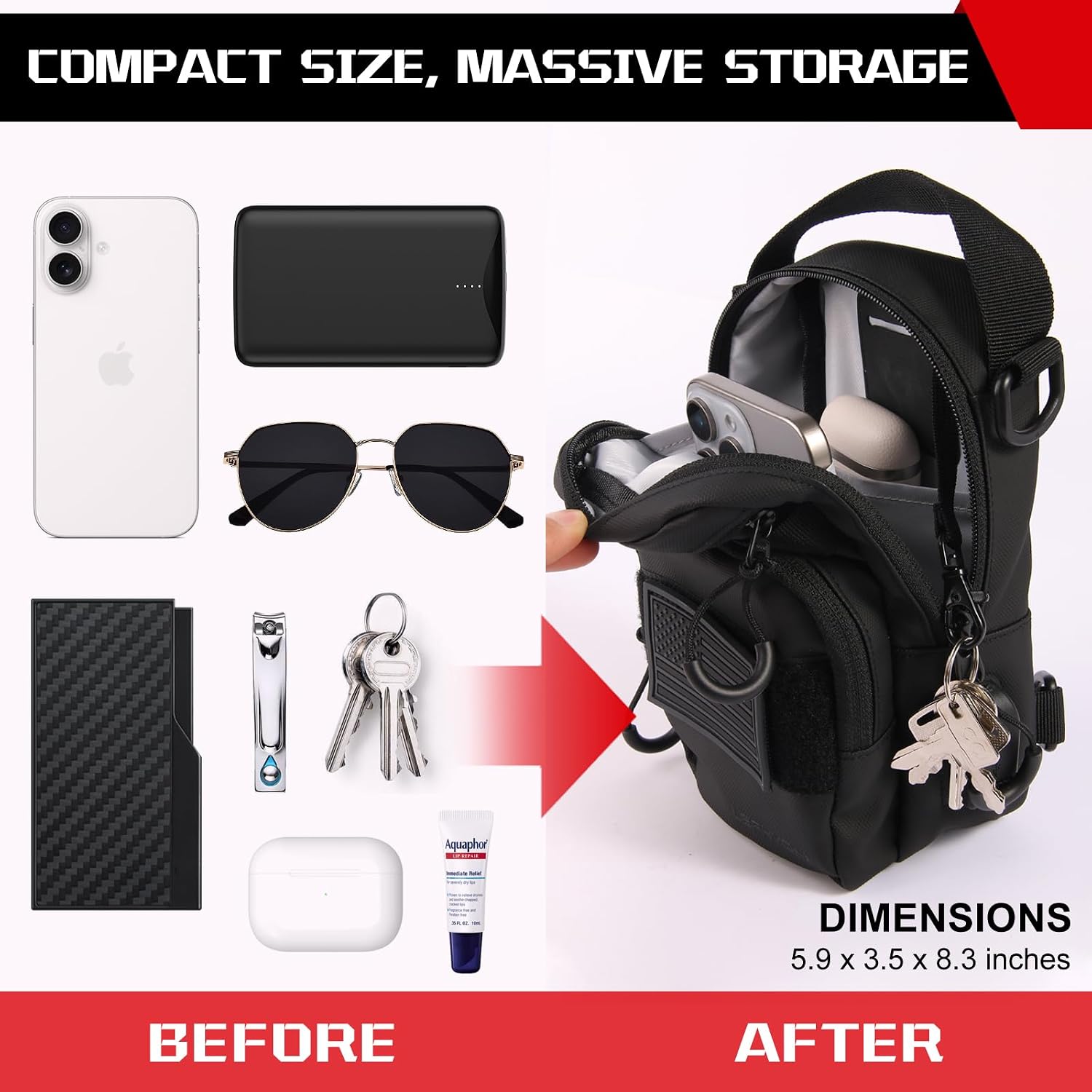 LEPHYON Magnetic Gym Bag, Small Gym Bag for Men & Women, Crossbody Sling Bags with Strong Magnets, USB Charging Port, Multi-Carry Design, Perfect for Travel Workout Sports, Best Gift for Fitness Lover