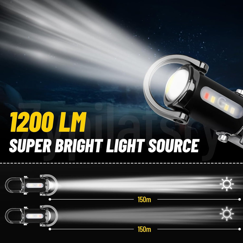 1200LM Super Bright Mini Led Flashlights USB Rechargeable Small Waterproof Keychain Flashlight Rescue, Camping-Black