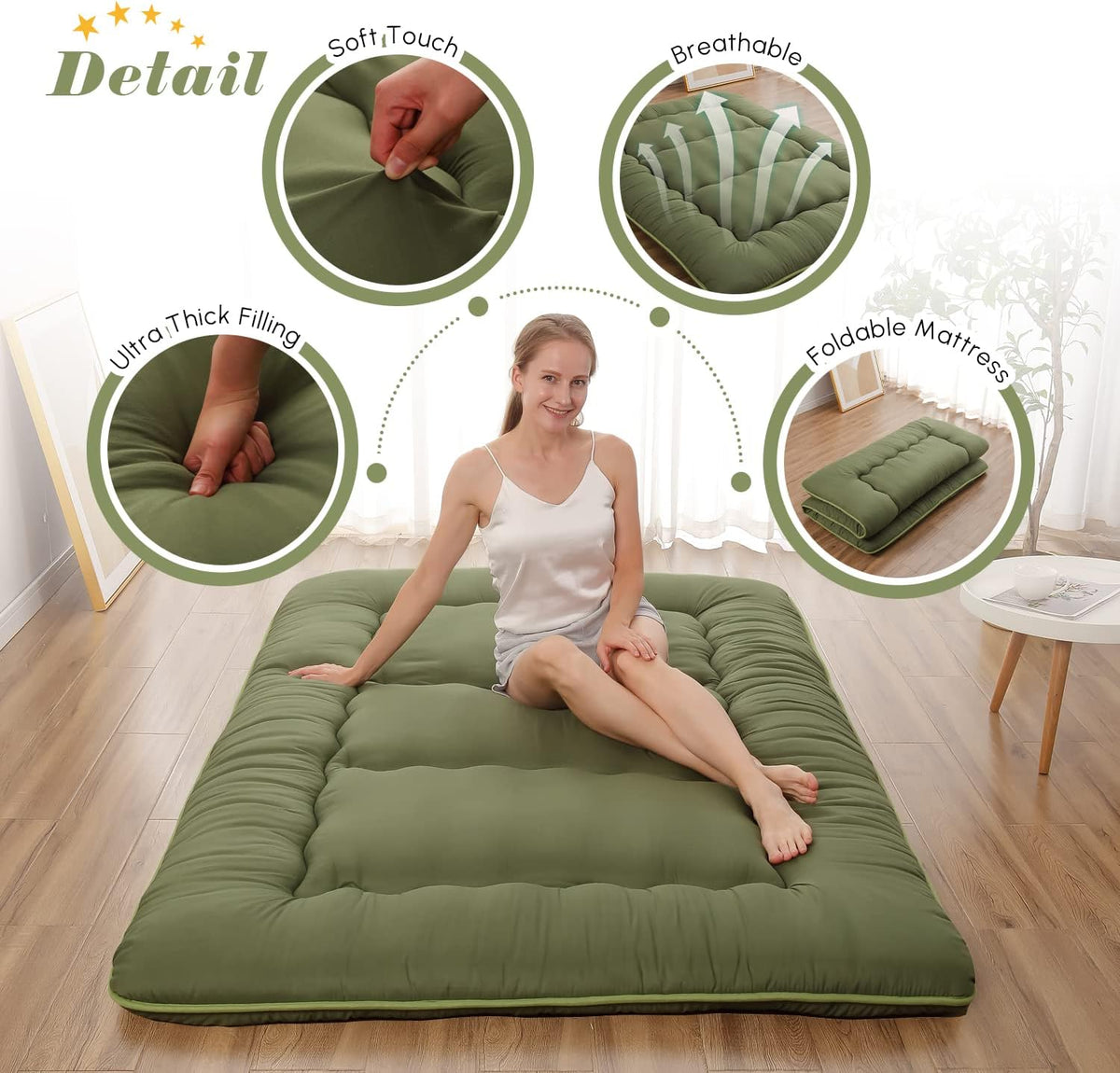 Zelladorra Japanese Floor Mattress, Futon Mattress