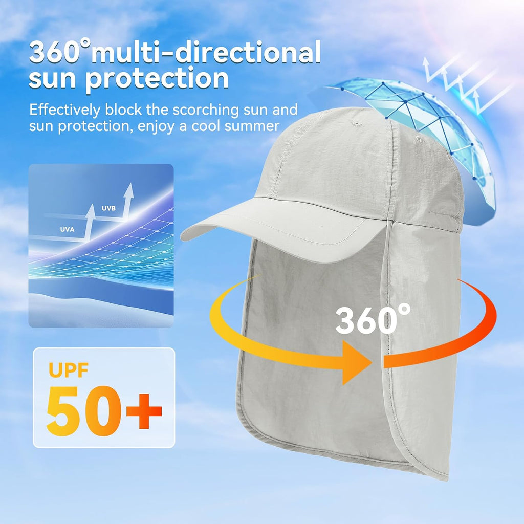 Zando UPF 50+ Sun Hats with Neck Flap for Men, Baseball Cap