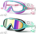 Kids Swim Goggles 2 Pack, Anti-Fog No Leak Swimming Goggles with UV Protection, Wide View Pool Goggles for Boys Girls