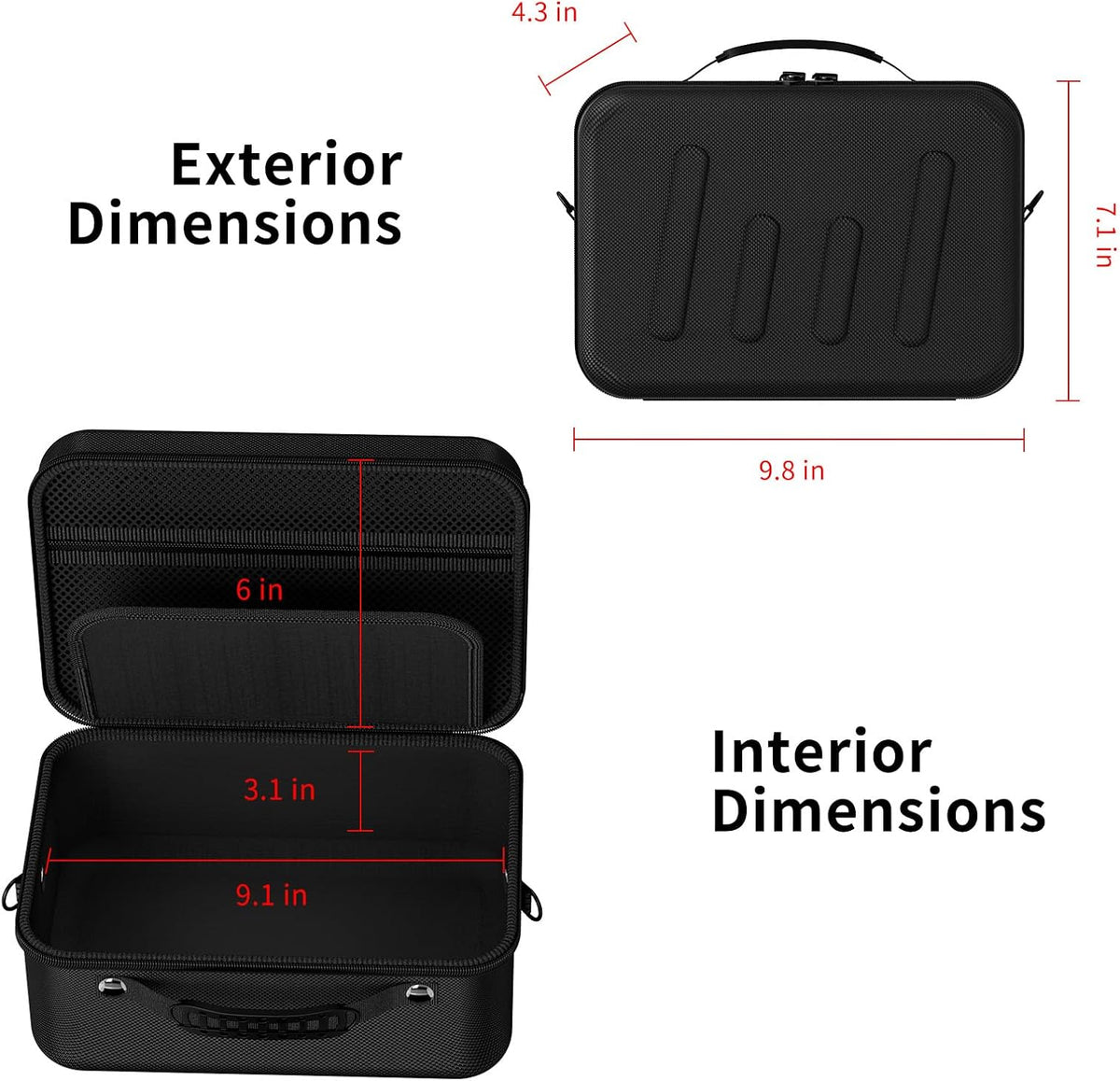 Hard Shell Camera Case Compatible with Canon EOS Rebel T7/R50/R100 and More DSLR & Mirrorless Cameras – Portable Travel Bag with Adjustable Dividers, Mesh Pocket & Shoulder Strap (Black)